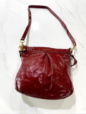 Coach Ashley Hobo Bag. Patent Red Leather.
